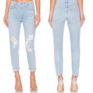 AGOLDE Jeans Size 26 HR Straight Leg Light Wash Button Down Premium Denim